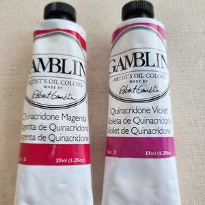 2 Gamblin Oil Paint's-QUINACRIDONE MAGENTA & QUINACRIDONE VIOLET 37ml- Ser 3